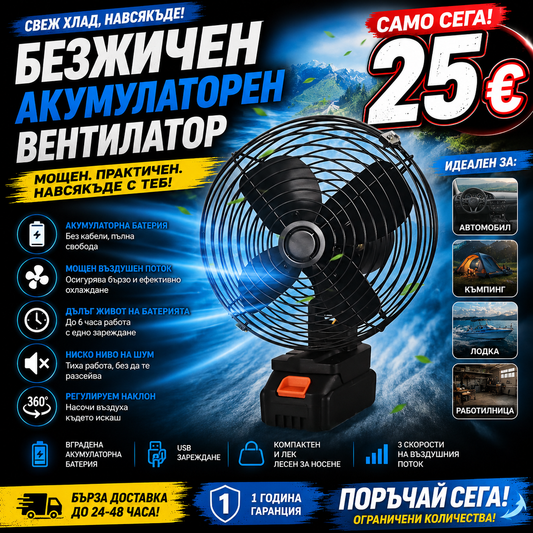 Преносим безжичен вентилатор